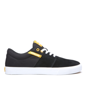 Mens Supra Low Top Shoes STACKS II VULC Black/Golden/white | AU-79246